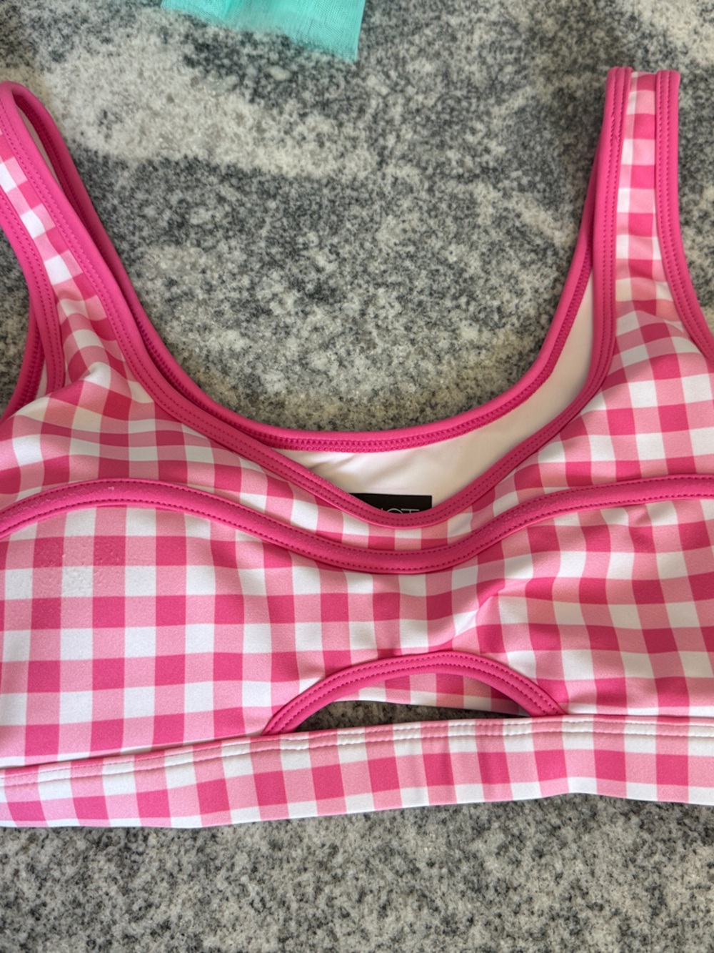 Beach Riot Pink and White Gingham Bikini Top